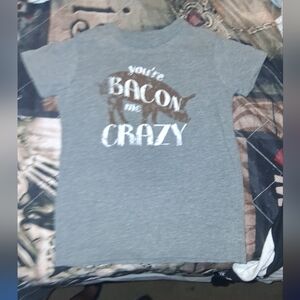 Gray Kids Short Sleeve Tee - "You're Bacon Me Crazy"